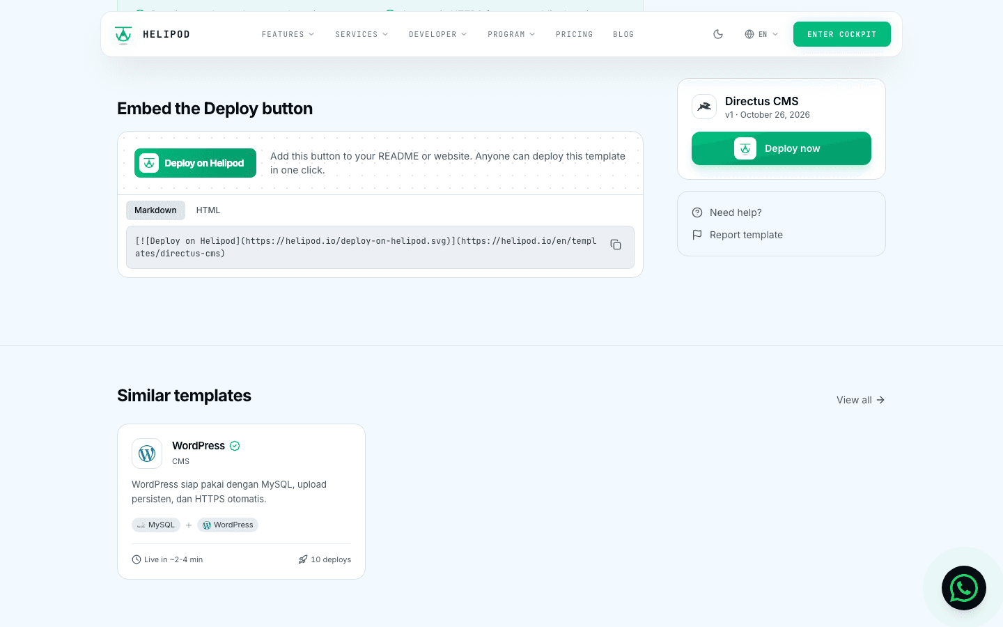 Embed the Deploy button