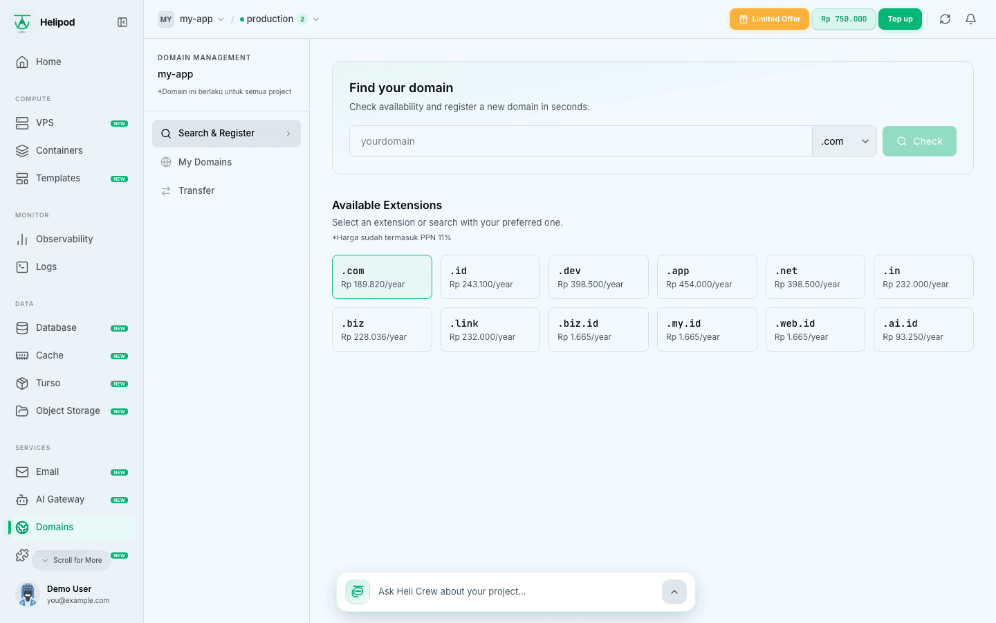 Search & Register with the search box