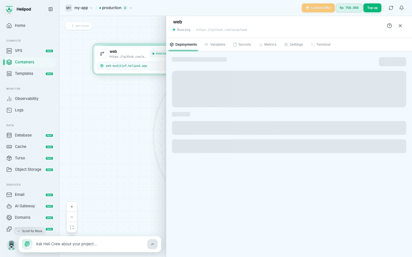 The Deployments tab