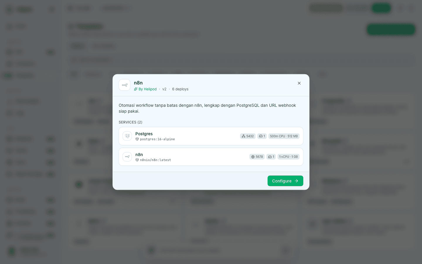 The deploy dialog